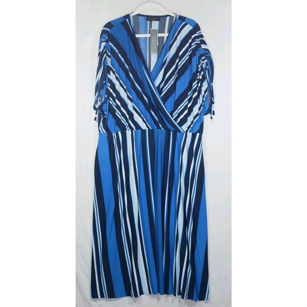 Blue Striped Wrap-Style Women's Dress